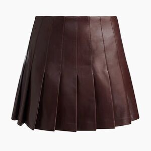 Alice + Olivia Carter Vegan Leather Skirt in Dark Chocolate